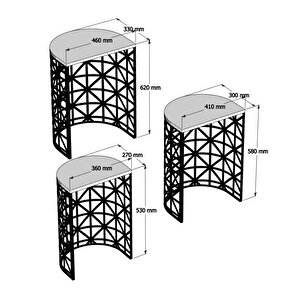 Stil Metal Ferforje 3`lü Zigon Sehpa