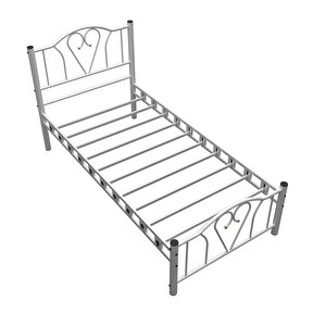 Argimo Orkide Tek Kişilik Ferforje Beyaz Metal Karyola 120x200