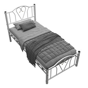 Argimo Orkide Tek Kişilik Ferforje Beyaz Metal Karyola 90x200