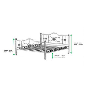 Argimo Yakamoz Çift Kişilik Ferforje Ahşap Metal Karyola 180x200