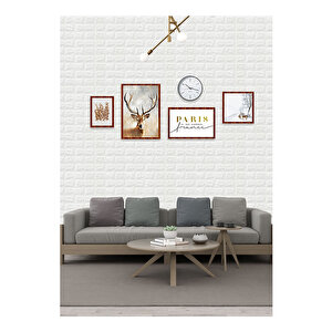 50x50 Cm 0,27 M² Kendinden Yapışkanlı Duvar Kağıdı Esnek Köpük Paneli 3d Boyutlu Tuğla Desen Beyaz