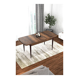 Via Serisi, Barok Ahşap Desen Masa 80x132 Açılabilir Mutfak Masa Takımı, 6 Sandalye Bordo