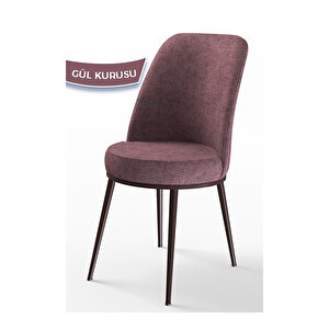 Zen Serisi Barok Ahşap Desen Mdf 80x132 Açılabilir Mutfak Masası Takımı, 4 Sandalye Gül Kurusu
