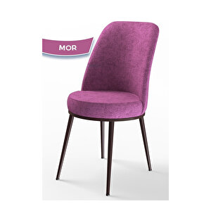 Zen Serisi Barok Ahşap Desen Mdf 80x132 Açılabilir Mutfak Masası Takımı, 4 Sandalye Mor