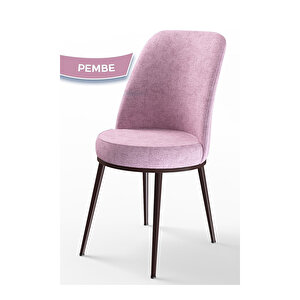 Zen Serisi Barok Ahşap Desen Mdf 80x132 Açılabilir Mutfak Masası Takımı, 4 Sandalye Pembe