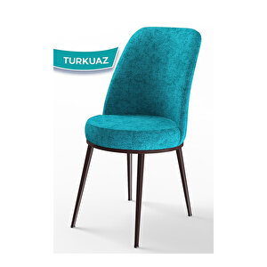Zen Serisi Barok Ahşap Desen Mdf 80x132 Açılabilir Mutfak Masası Takımı, 4 Sandalye Turkuaz