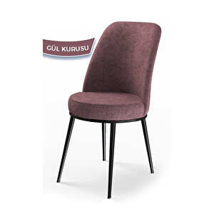 Zen Serisi Siyah Mermer Desen Mdf 80x132 Açılabilir Mutfak Masası Takımı, 4 Sandalye Gül Kurusu