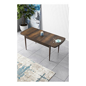Zen Serisi Barok Ahşap Desen Mdf 80x132 Açılabilir Mutfak Masası Takımı, 6 Sandalye Turkuaz