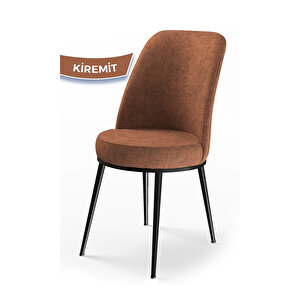 Zen Serisi Siyah Mermer Desen Mdf 80x132 Açılabilir Mutfak Masası Takımı, 6 Sandalye Kiremit