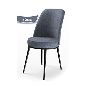 Zen Serisi Siyah Mermer Desen Mdf 80x132 Açılabilir Mutfak Masası Takımı, 6 Sandalye Füme