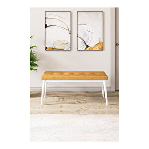 Zen Serisi Beyaz Mermer Desen Mdf 80x132 Açılabilir Mutfak Masası Takımı, 4 Sandalye 1 Pera Bench