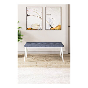 Zen Serisi Beyaz Mermer Desen Mdf 80x132 Açılabilir Mutfak Masası Takımı, 4 Sandalye 1 Pera Bench