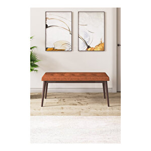 Zen Serisi Barok Ahşap Desen Mdf 80x132 Açılabilir Mutfak Masası Takımı, 4 Sandalye 1 Pera Bench