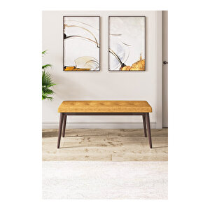 Zen Serisi Barok Ahşap Desen Mdf 80x132 Açılabilir Mutfak Masası Takımı, 4 Sandalye 1 Pera Bench