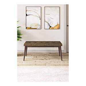 Zen Serisi Barok Ahşap Desen Mdf 80x132 Açılabilir Mutfak Masası Takımı, 4 Sandalye 1 Pera Bench