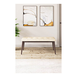 Zen Serisi Barok Ahşap Desen Mdf 80x132 Açılabilir Mutfak Masası Takımı, 4 Sandalye 1 Pera Bench
