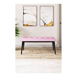 Zen Serisi Siyah Mermer Desen Mdf 80x132 Açılabilir Mutfak Masası Takımı, 4 Sandalye 1 Pera Bench