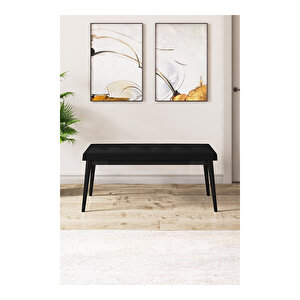 Zen Serisi Siyah Mermer Desen Mdf 80x132 Açılabilir Mutfak Masası Takımı, 4 Sandalye 1 Pera Bench