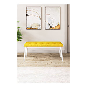 Zen Serisi Beyaz Masa Mdf 80x132 Açılabilir Mutfak Masası Takımı, 4 Sandalye 1 Pera Bench