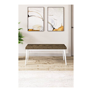 Zen Serisi Beyaz Masa Mdf 80x132 Açılabilir Mutfak Masası Takımı, 4 Sandalye 1 Pera Bench