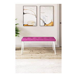 Zen Serisi Beyaz Masa Mdf 80x132 Açılabilir Mutfak Masası Takımı, 4 Sandalye 1 Pera Bench
