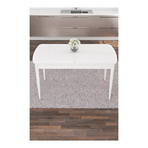 Eva Serisi, 80x132 Açılabilir Mdf Beyaz Masa,mutfak Masası Ve 4 Sandalye Mor