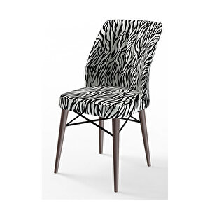 Eva Serisi, 80x132 Açılabilir Mdf Barok Ahşap Desen Mutfak Masası Ve 2 Siyah 4 Zebra Sandalye