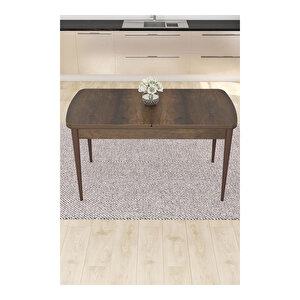 Eva Serisi, 80x132 Açılabilir Mdf Barok Ahşap Desen Mutfak Masası Ve 6 Sandalye Siyah