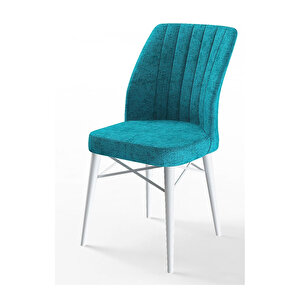 Eva Serisi, 80x132 Açılabilir Mdf Beyaz Masa,mutfak Masası Ve 6 Sandalye