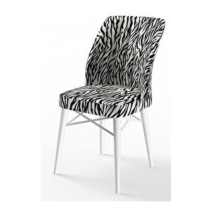 Eva Serisi, 80x132 Açılabilir Mdf Beyaz Masa,mutfak Masası Ve 2 Siyah 4 Zebra Sandalye