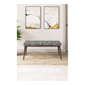 Eva Serisi, 80x132 Açılabilir Mdf Barok Ahşap Desen Mutfak Masası Ve 4 Siyah 1 Zebra Desen Bench
