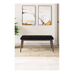Eva Serisi, 80x132 Açılabilir Mdf Barok Ahşap Desen Mutfak Masası Ve 4 Zebra Desen 1 Siyah Bench