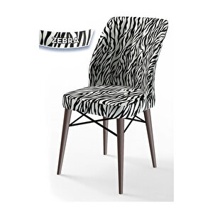 Eva Serisi, 80x132 Açılabilir Mdf Barok Ahşap Desen Mutfak Masası Ve 4 Zebra Desen 1 Zebra Desen Bench
