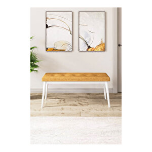 Eva Serisi, 80x132 Açılabilir Mdf Beyaz Masa,mutfak Masası Ve 4 Sandalye 1 Bench