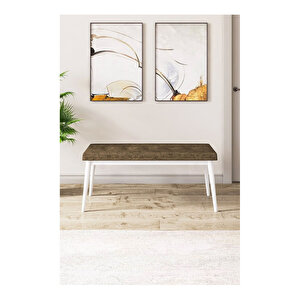 Eva Serisi, 80x132 Açılabilir Mdf Beyaz Masa,mutfak Masası Ve 4 Sandalye 1 Bench