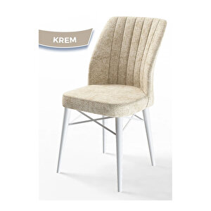 Eva Serisi, 80x132 Açılabilir Mdf Beyaz Masa,mutfak Masası Ve 4 Sandalye 1 Bench