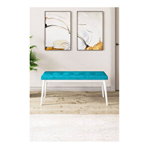 Eva Serisi, 80x132 Açılabilir Mdf Beyaz Masa,mutfak Masası Ve 4 Sandalye 1 Bench