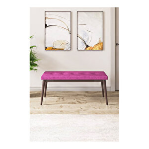 Eva Serisi, 80x132 Açılabilir Mdf Beyaz Masa Ceviz Ayak Mutfak Masası Ve 4 Sandalye 1 Bench