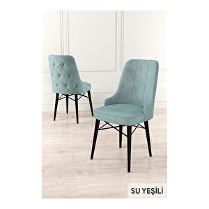 Taç Serisi, 80x132 Açılabilir Siyah Mermer Desen Masa Takımı, 4 Sandalye Gold Halkalı Ve 1 Bench