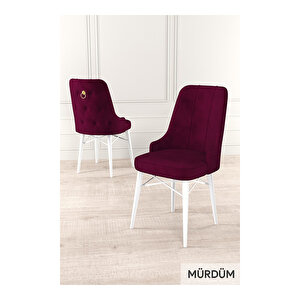 Taç Serisi, 80x132 Açılabilir Beyaz Mermer Desen Masa Takımı, 4 Sandalye Gold Halkalı Ve 1 Bench