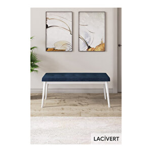 Taç Serisi, 80x132 Açılabilir Beyaz Mermer Desen Masa Takımı, 4 Sandalye Gold Halkalı Ve 1 Bench