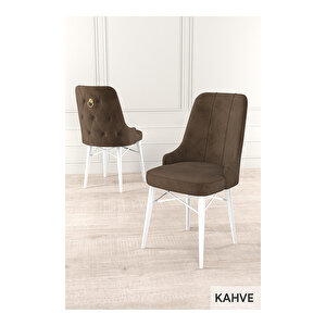 Taç Serisi, 80x132 Açılabilir Beyaz Mermer Desen Masa Takımı, 4 Sandalye Gold Halkalı Ve 1 Bench