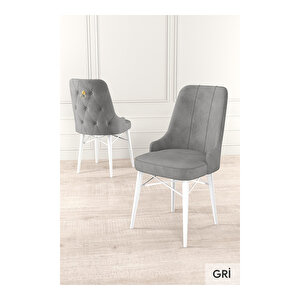 Taç Serisi, 80x132 Açılabilir Beyaz Mermer Desen Masa Takımı, 4 Sandalye Gold Halkalı Ve 1 Bench
