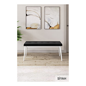 Taç Serisi, Beyaz Mutfak Masa Takımı 80x132 Açılabilir, 4 Sandalye Gold Halkalı 1 Bench