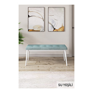 Taç Serisi, Beyaz Mutfak Masa Takımı 80x132 Açılabilir, 4 Sandalye Gold Halkalı 1 Bench