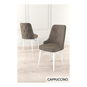 Taç Serisi, Beyaz Mutfak Masa Takımı 80x132 Açılabilir, 4 Sandalye Gold Halkalı 1 Bench