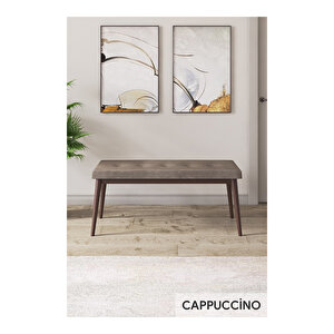 Taç Serisi, 80x132 Açılabilir Beyaz Masa Ceviz Ayak Mutfak Masası Takımı, 4 Sandalye Gold Halkalı 1 Bench