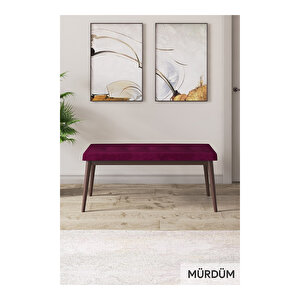 Taç Serisi, 80x132 Açılabilir Barok Ahşap Desen Mutfak Masası Takımı, 4 Sandalye Gold Halkalı 1 Bench