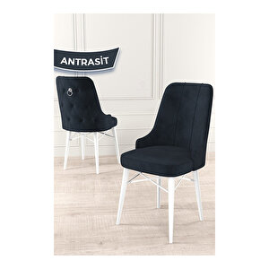 Taç Serisi, Beyaz Mutfak Masa Takımı 80x132 Açılabilir, 4 Sandalye Gümüş Halkalı
