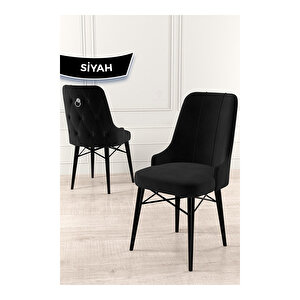 Taç Serisi, 80x132 Açılabilir Siyah Mermer Desen Masa Takımı, 6 Sandalye Gümüş Halkalı